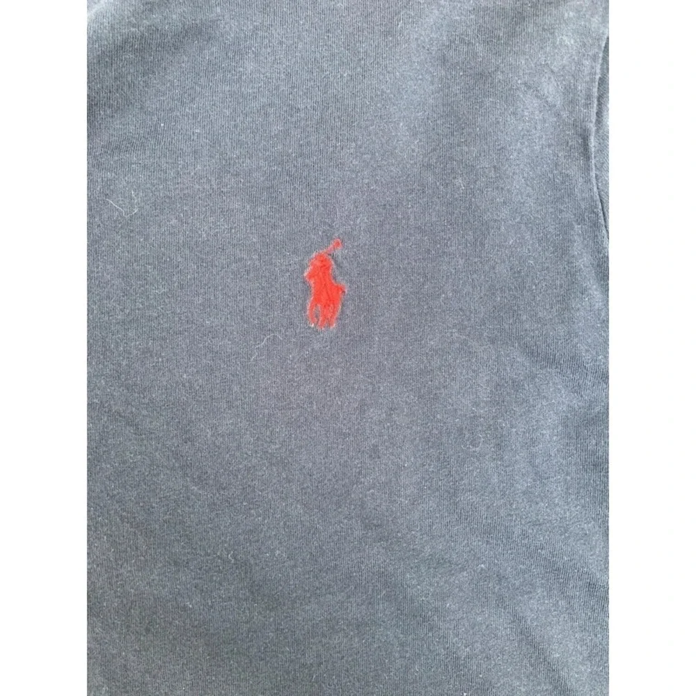 Polo Ralph Lauren T-Shirt Men's L Navy Red Short Sleeve V Neck Pony Cotton Vtg